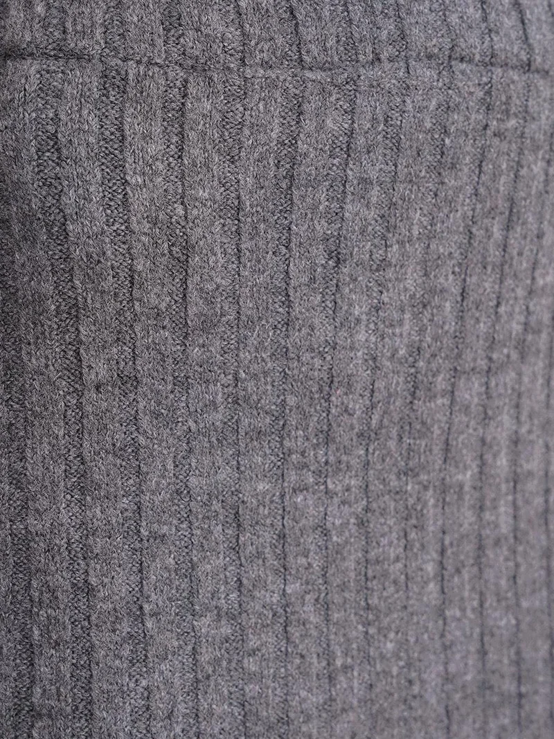 MixRay Dark Grey MIXRAY High Waist Ribbed Knit Skirt for Women | Best Price UAE